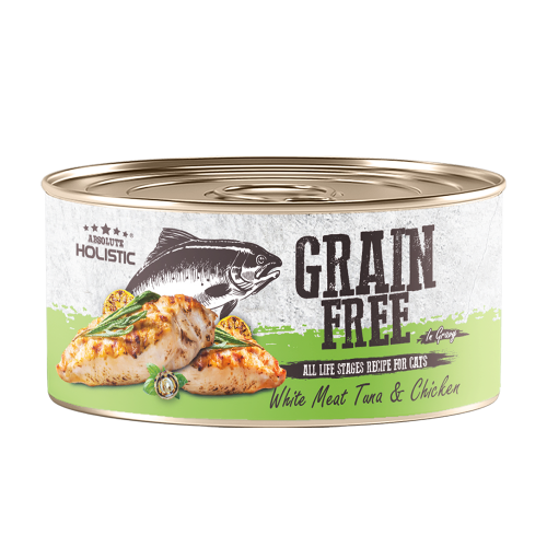 Absolute Holistic 80g Grain Free ((White Meat Tuna & Chicken)) 無穀物肉汁 貓罐頭 白肉吞拿魚+雞肉 80克 (AH3931)